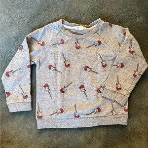 Electric Guitar Print Cotton Blend Sweatshirt